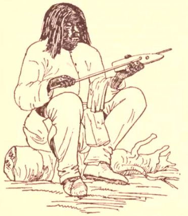 Picture Of A Shoshone Man Using An Arrow Shaft Straightener