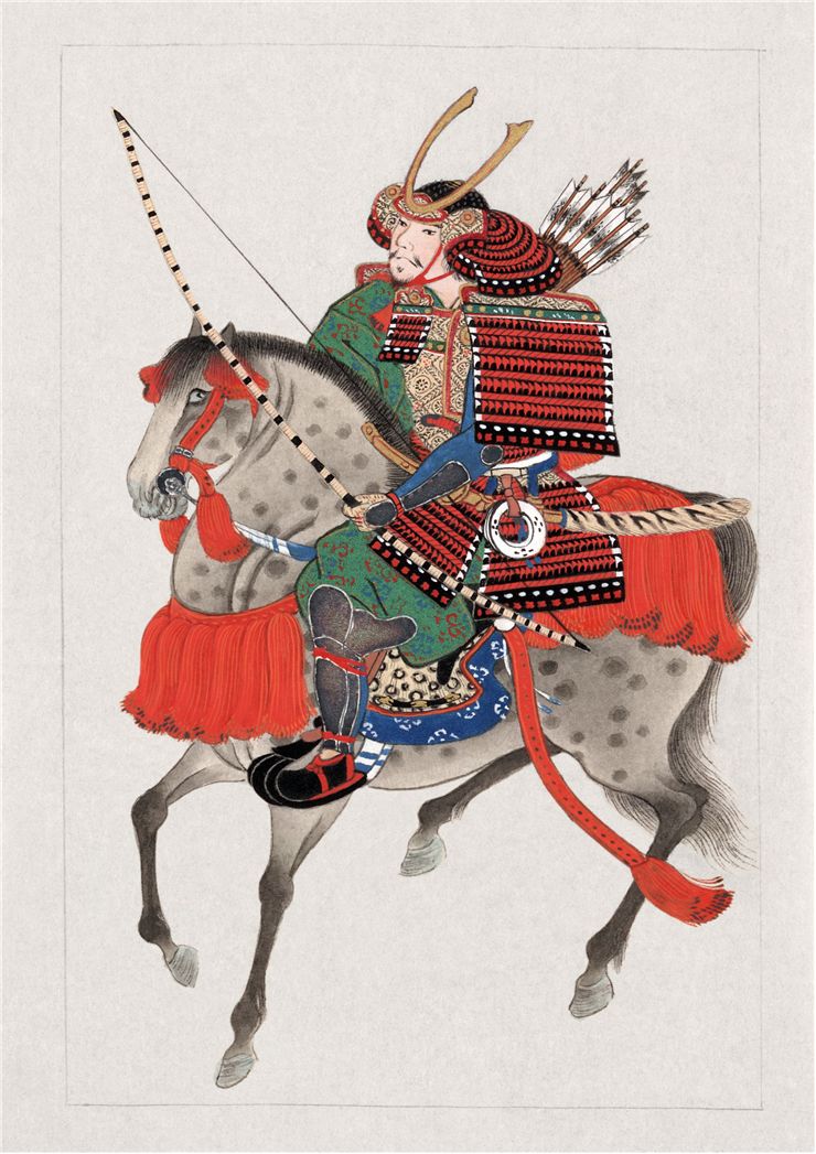 Picture Of Samurai On Horseback Carrying Bow And Arrows